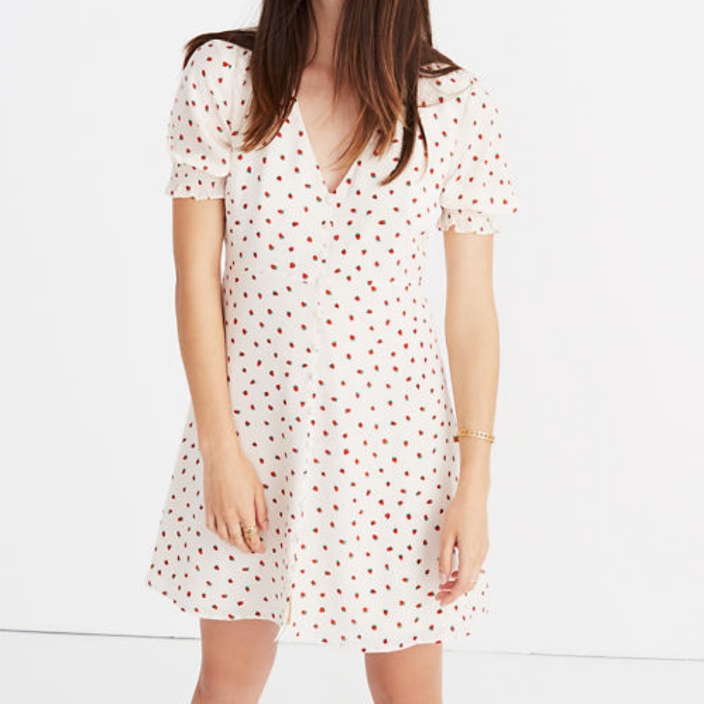 Madewell Silk Strawberry Dress